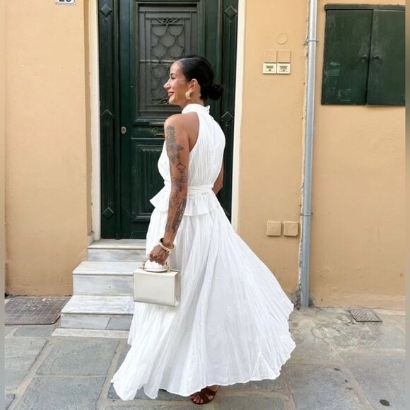 NWTβZARA ZARA NWT WOMAN SS25 PLEATED HALTER TOP OYSTER-WHITE | 0387/077 - Picture 9 of 15